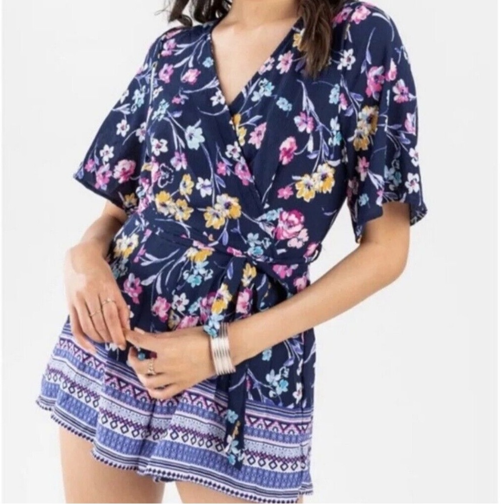 Francesca’s Blue Rain blue floral romper